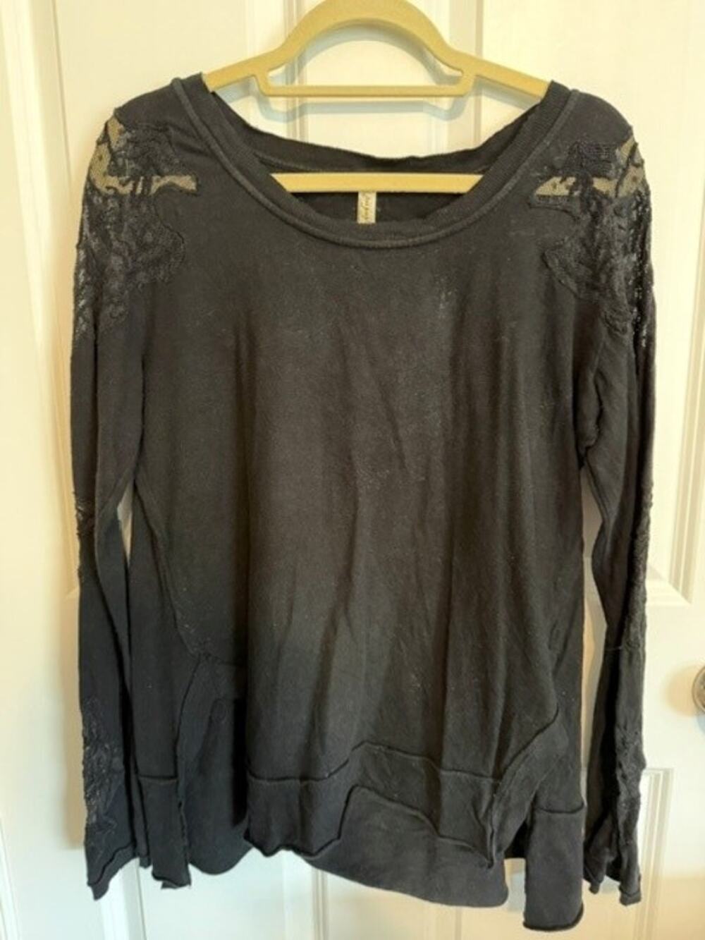 Free People Long-Sleeved Black Outer Sunset Top Large